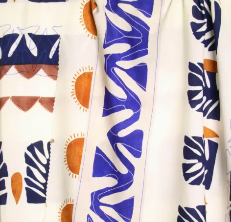 Off-white viscose with sun and abstract shapes - Atelier Jupe